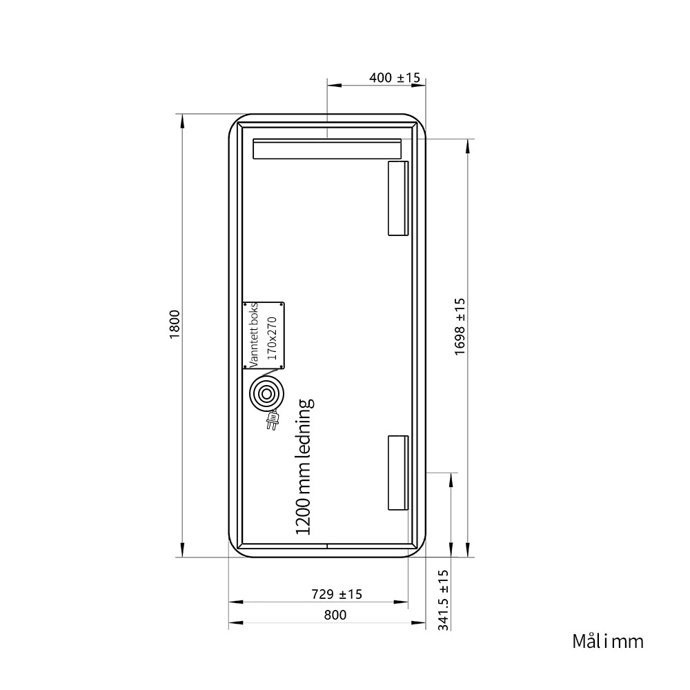 Helfigur Speil med LED-lys 80x180 cm - Svart Ramme