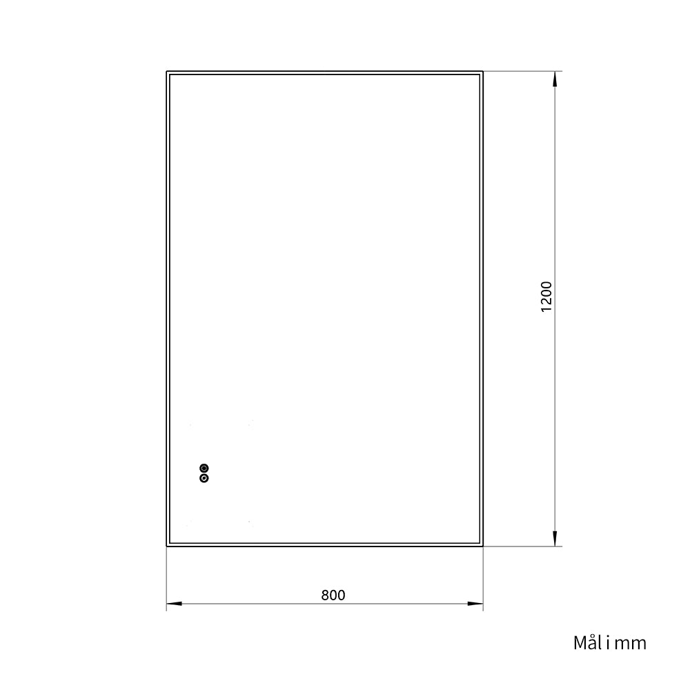 Rektangulært Speil med LED-lys og Antidugg 80x120 cm - Svart ramme 90º