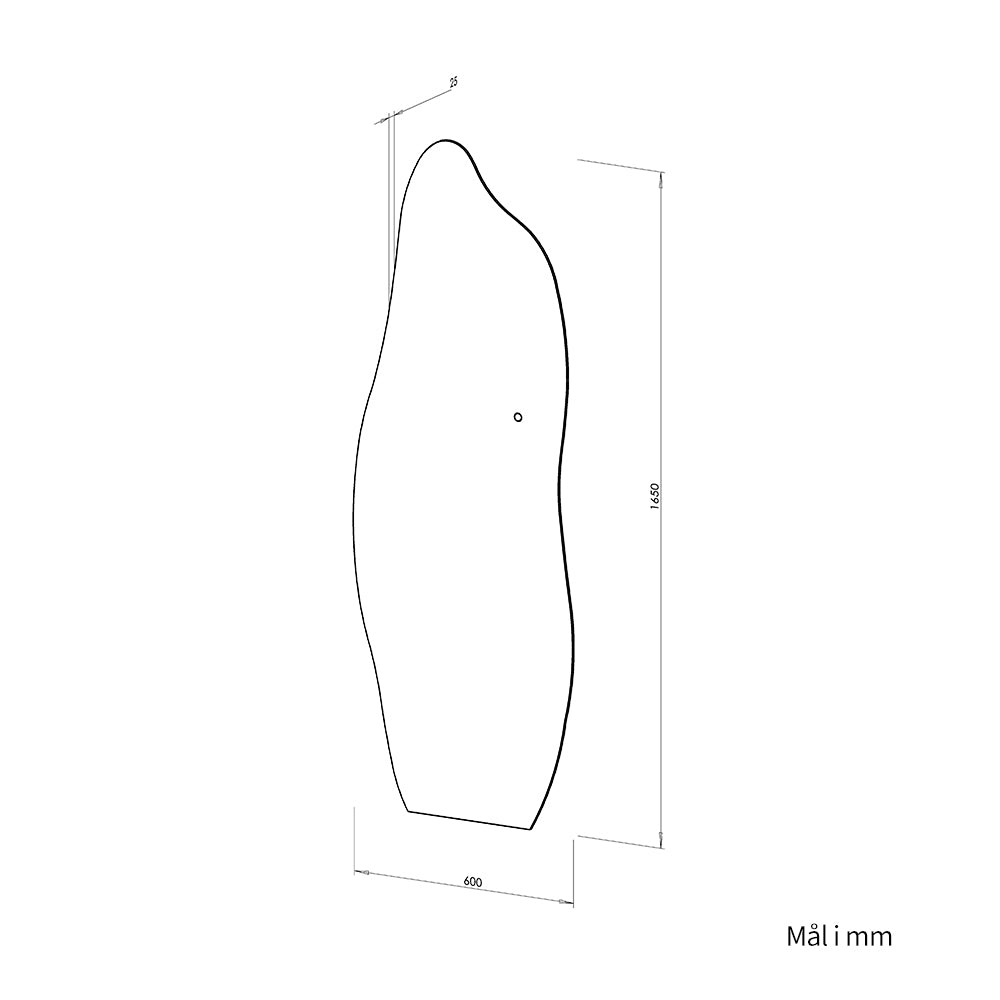 Organisk Helfigur speil med LED-lys til Vegg 60x165 cm