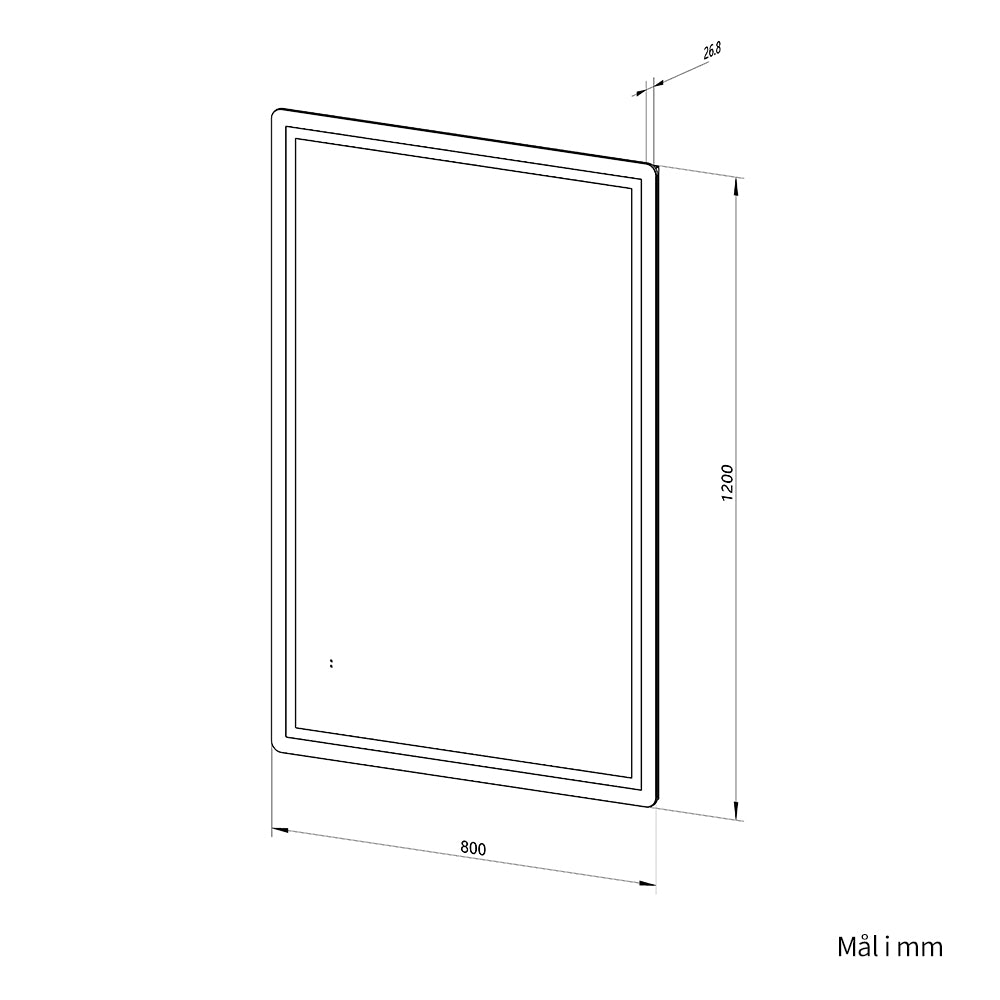 Firkantet Speil med Frontlys LED-lys og Antidugg 80x120 cm