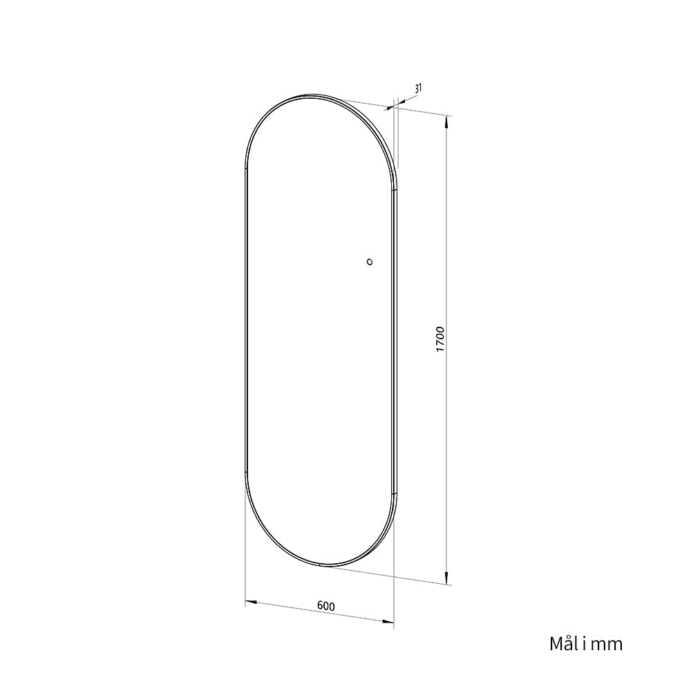Helfigur Oval Speil med LED-lys 60x170 cm - Gull ramme