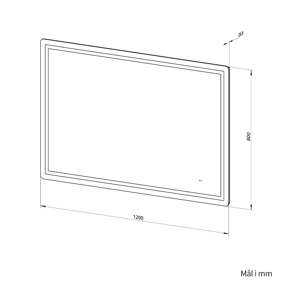 Firkantet Speil med Frontlight LED-lys og Antidugg 120x80 cm