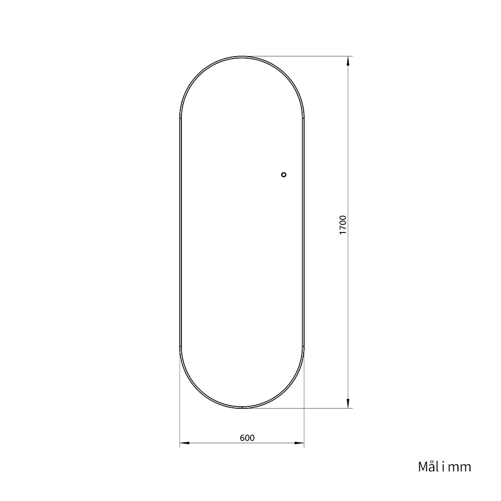 Helfigur Ovalt Speil med LED-lys 60x170 cm - Svart ramme