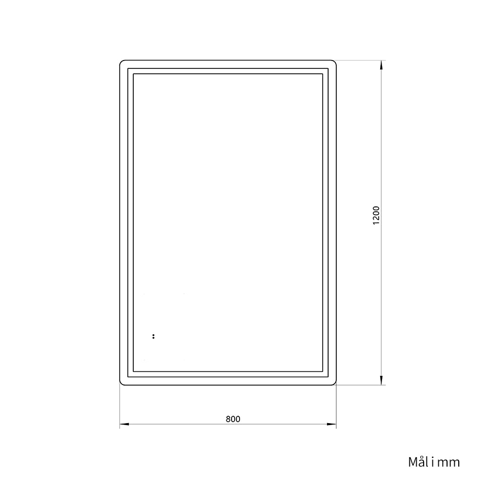 Firkantet Speil med Frontlys LED-lys og Antidugg 80x120 cm