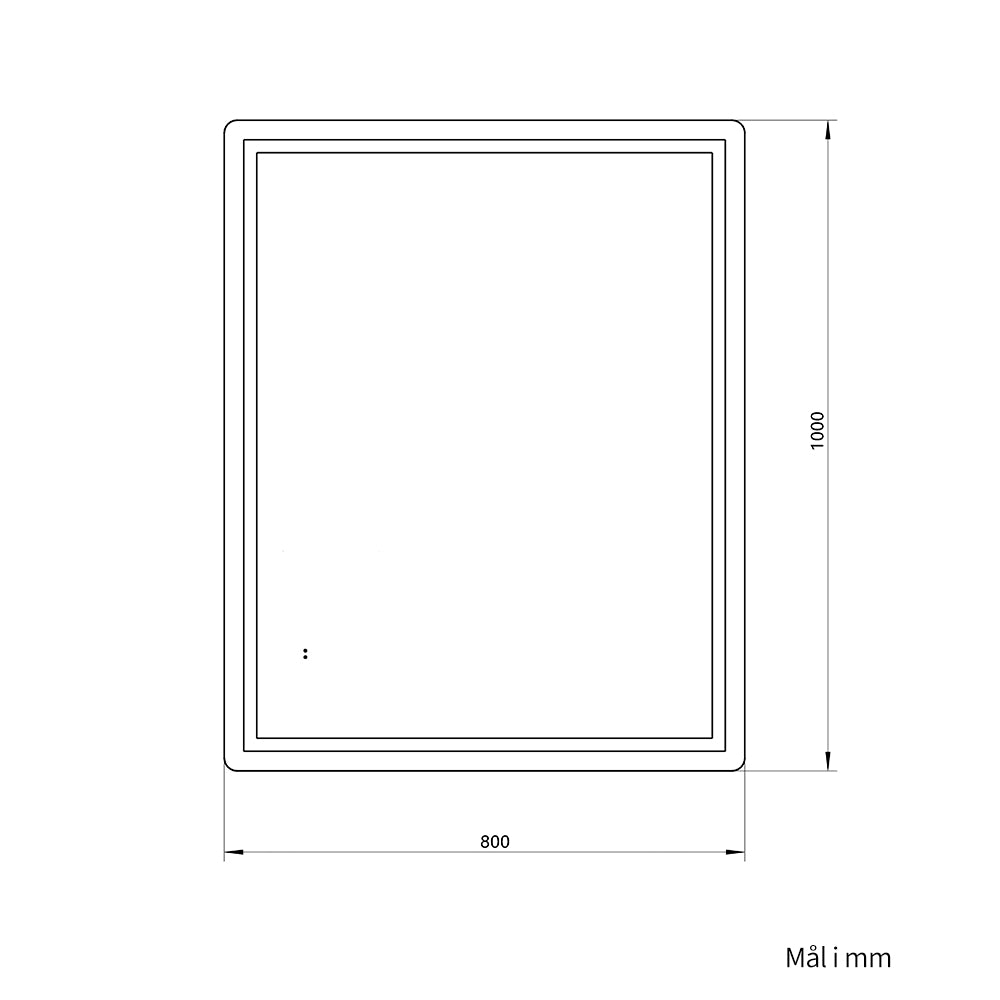 Firkantet Speil med Frontlight LED-lys og Antidugg 80x100 cm