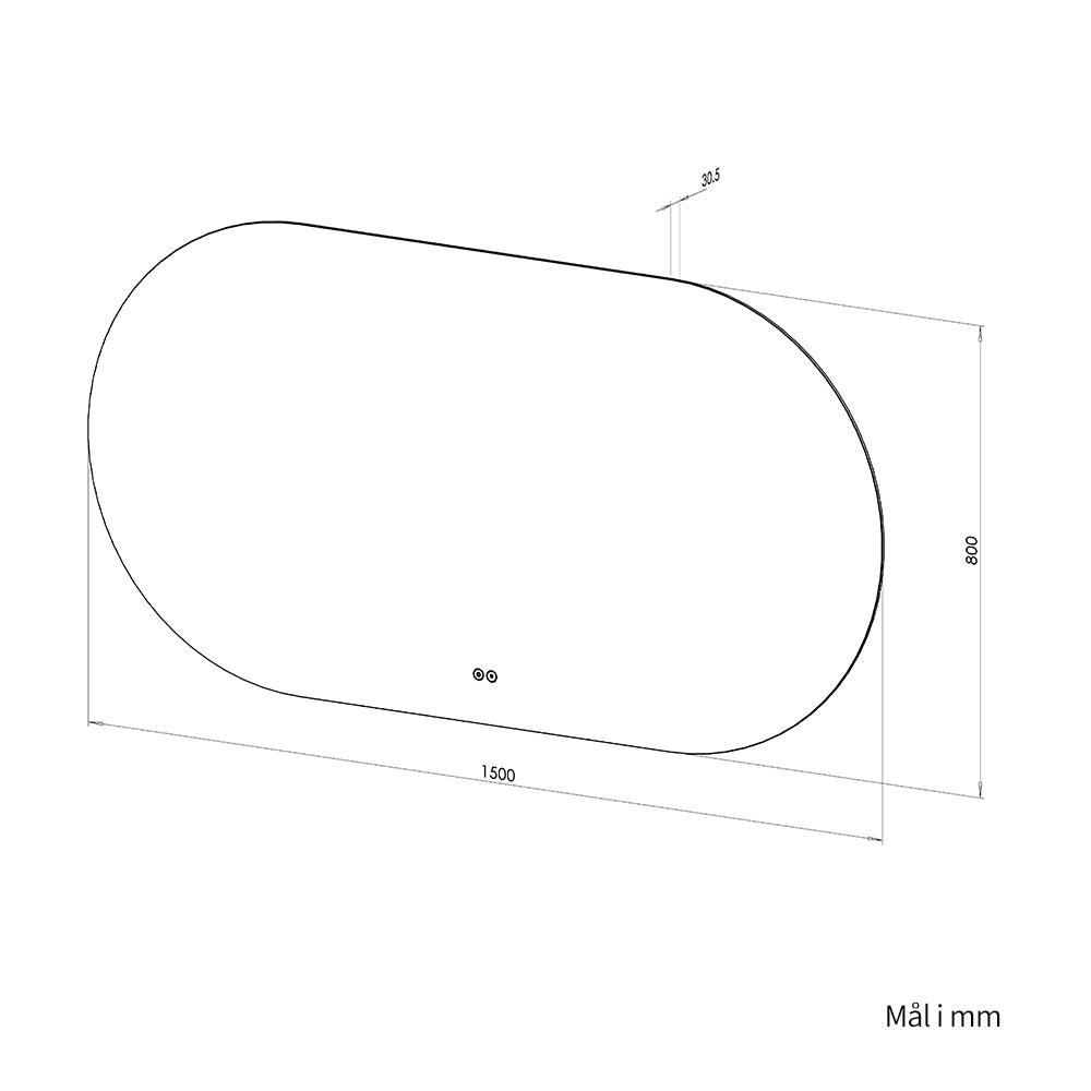 Ovalt Speil med LED-lys og Antidugg 150x80 cm
