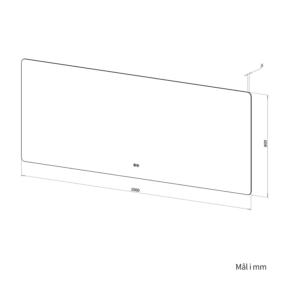 Rektangulært Speil med LED-Lys og Antidugg 200x80 cm